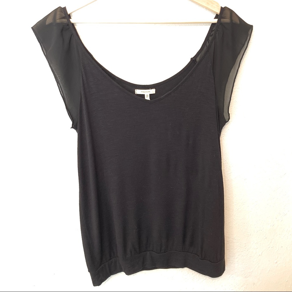 Maurices Black Flutter Sleeve Blouse Size Medium